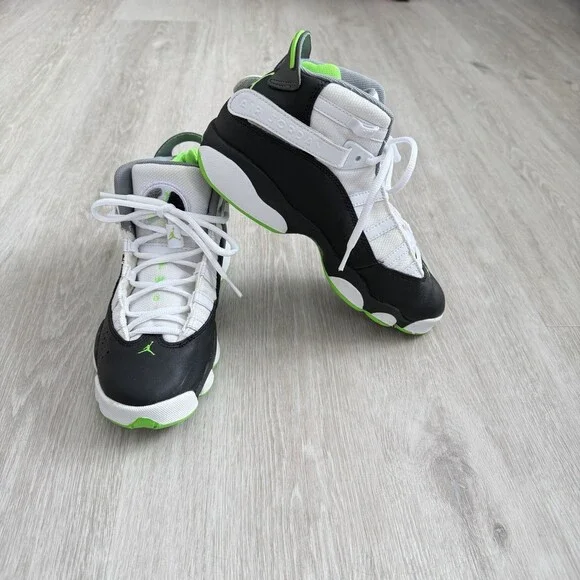 Nike JORDAN 6 Rings GS Sneakers Electric Green Black White 323419-130 Size 6.5Y - Picture 2 of 16